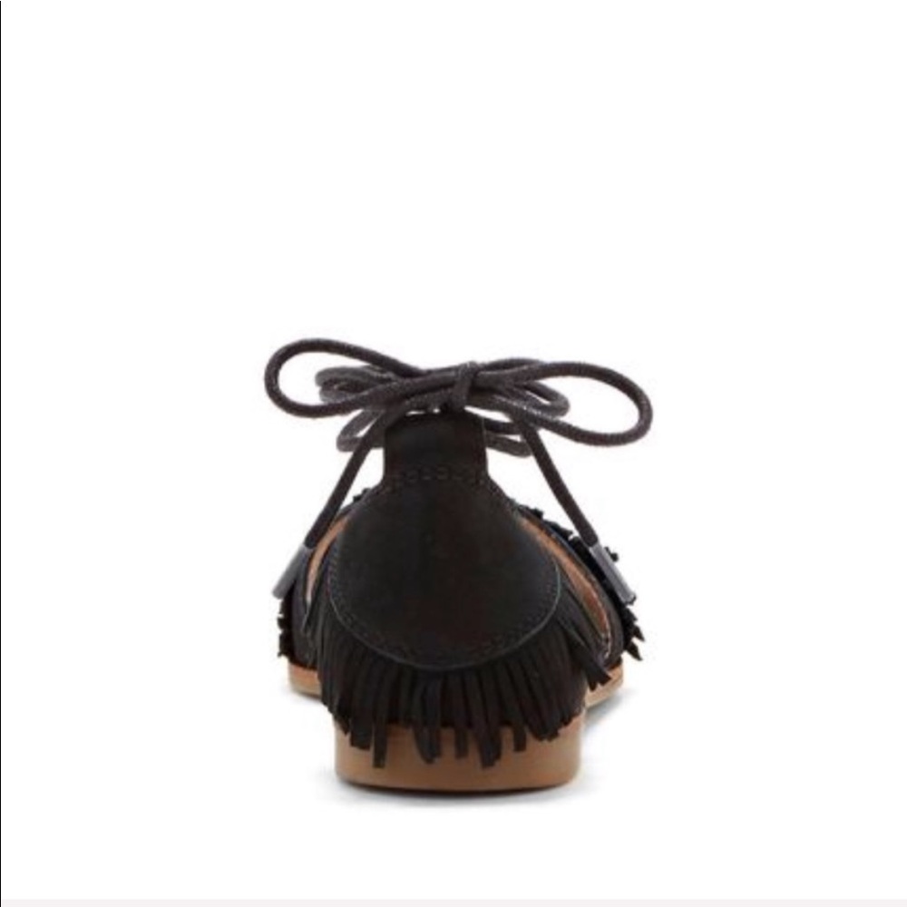 Genuine Leather Ankle Wrap Fringe Peep Toe Sandal - Picture 7 of 8
